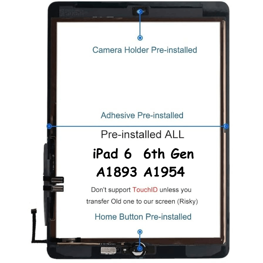 Touch Screen Digitizer Assembly Replacement For iPad 6 2018 6th Gen A1893 A1954 (Black) - Best Cell Phone Parts Distributor in Canada, Parts Source Touch Screen Digitizer Assembly Replacement For iPad 6 2018 6th Gen A1893 A1954 (Black) - Best Cell Phone Parts Distributor in Canada, Parts Source